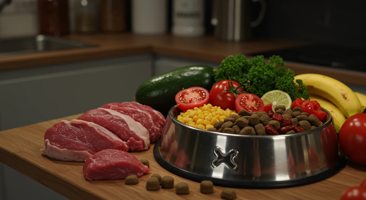 Bol de repas BARF avec viande crue et légumes pour chien